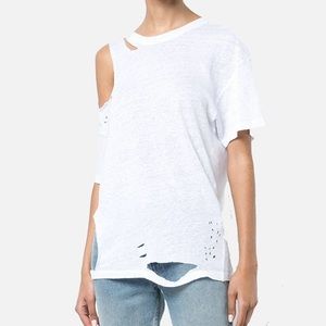 IRO White Makla Distressed Linen-jersey T-shirt